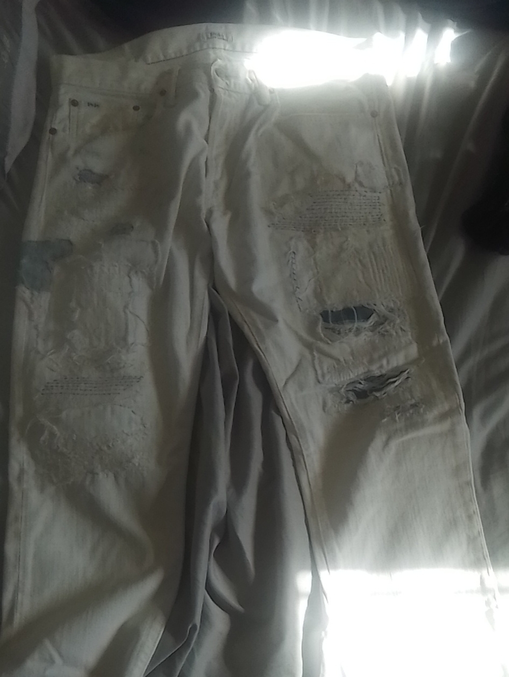 Polo by Ralph Lauren Men's White Distressed Skinny Jeans